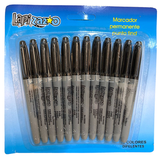 BLISTER 12 MARCADOR  TIPO SHARPI NEGRO - 1PZ