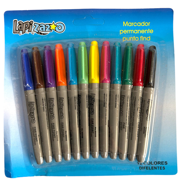 MARCADOR TIPO SHARPI 12COLORES LAPIZAZO - 5pz