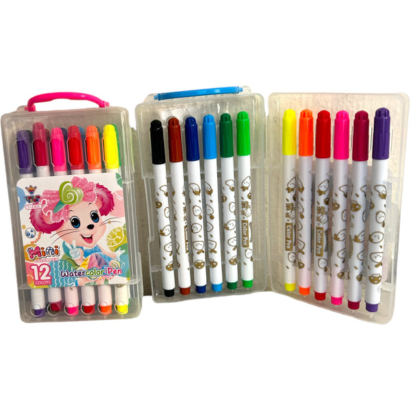 PLUMIN CAJITA 12 COLORES  RATON - 5PZ