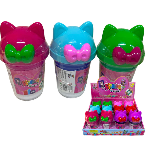 SUPER SLIME  TAPA CABEZA GATO MOÑO - 12PZ