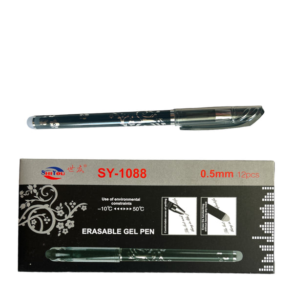 PLUMA NEGRA DE GEL BORRABLE - 12pz