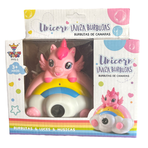 CAMARA BURBUJA UNICORNIO LUZ MUSICA - 2Pz