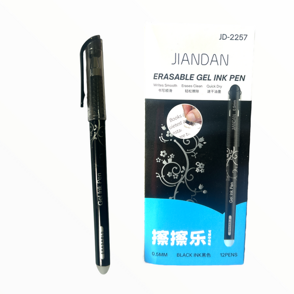 PLUMA JIAN GEL BORRABLE NEGRA  - 12pz