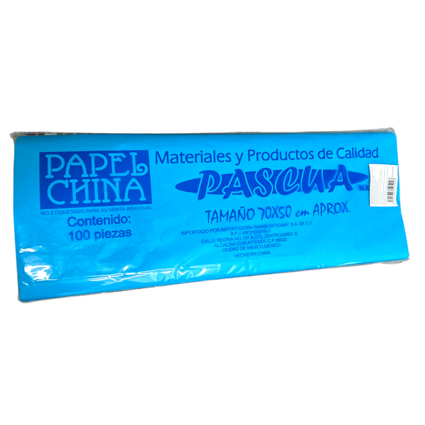 PAPEL CHINA AZUL COBALTO  - 100pz