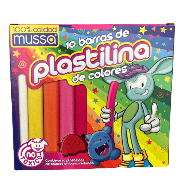PLASTILINA 10 COLORES MUSSA - 6pz