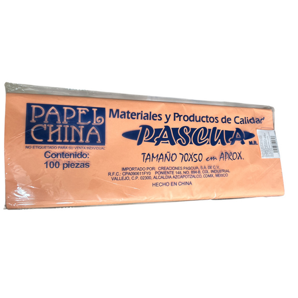 PAPEL CHINA DURAZNO - 100pz