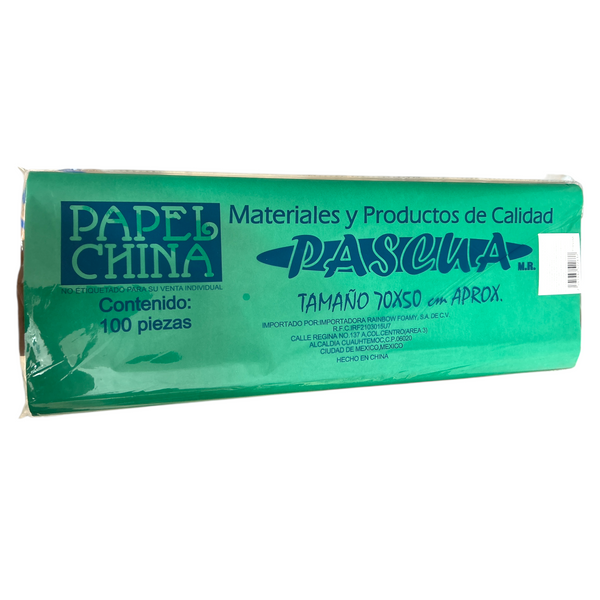 PAPEL CHINA  VERDE BANDERA  - 100pz