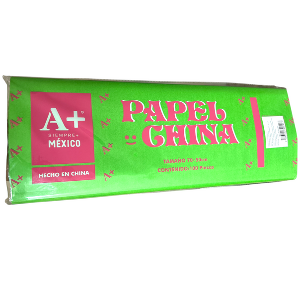 PAPEL CHINA VERDE LIMON - 100pz