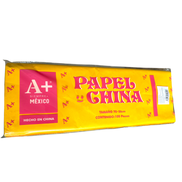 PAPEL CHINA AMARILLO MANGO  - 100pz