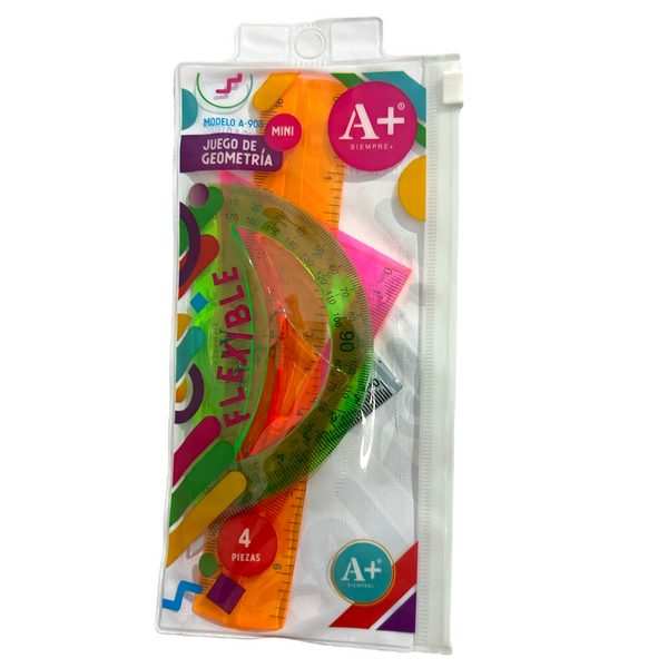 JUEGO GEOMETRIA FLEXIBLE MINI NEON A+ - 10pz