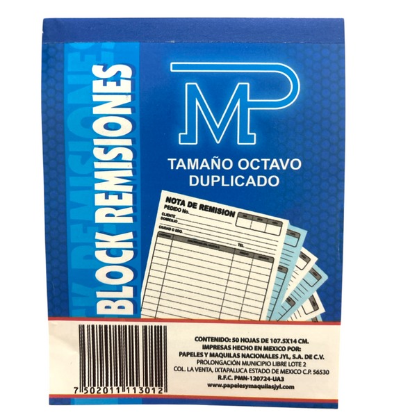 BLOCK REMISION 1/8 DUPLICADO - 10pz