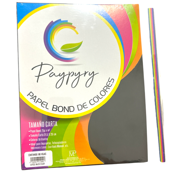 PAPEL BOND COLORES T/C 100 HOJAS - 1 paquete