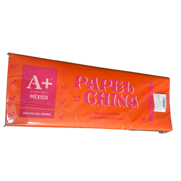 PAPEL CHINA NARANJA  - 100pz