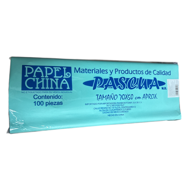PAPEL CHINA VERDE MENTA - 100pz