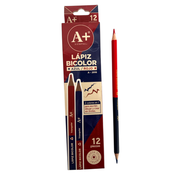 LAPIZ BICOLOR ROJO / AZUL - 12pz