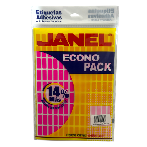 ETIQUETA ECO ROSA JANEL #4 8*20 - 5pz