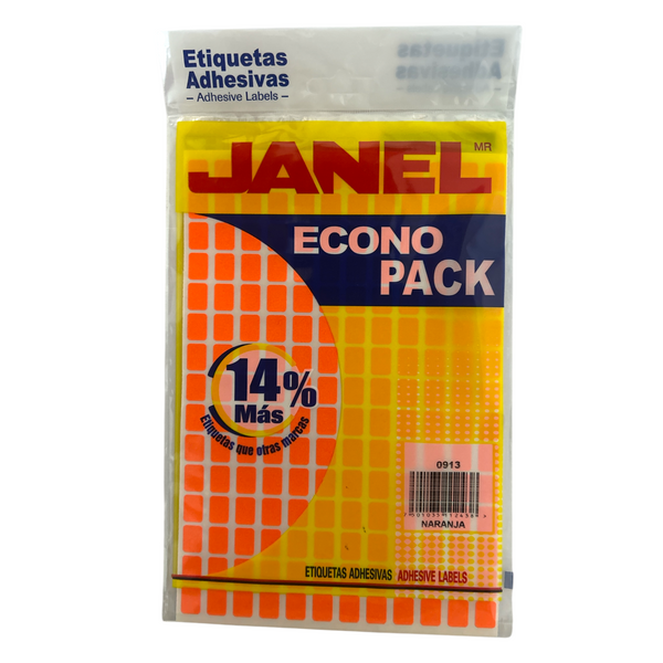 ETIQUETA ECO NARANJA JANEL #1 9*13 - 5pz