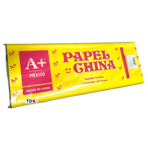 PAPEL CHINA AMARILLO CANARIO  - 100pz