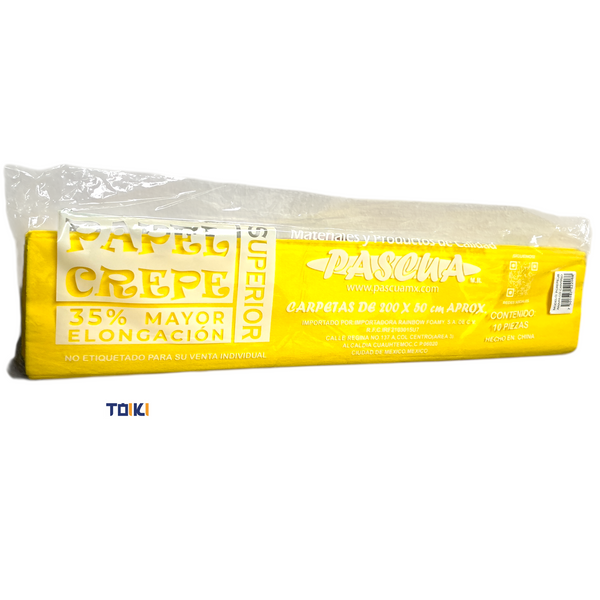 PAPEL CREPE AMARILLO CANARIO - 10pz