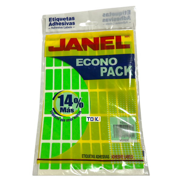 ETIQ ECO JANEL VERDE #6 13*38 - 5pz