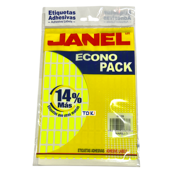 ETIQ ECO JANEL AMARILLA #4  8*20 - 5pz