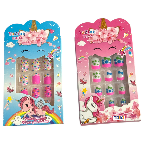 UÑAS NIÑA UNICORNIO - 12pz