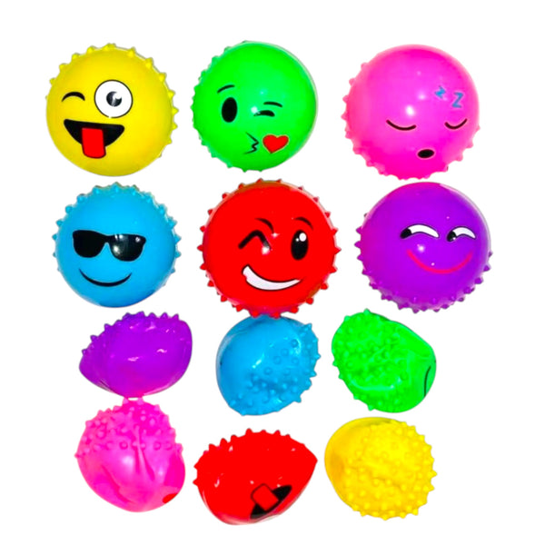 PELOTA PICOS EMOJI 10CM - 12pz